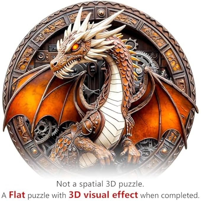 WOODEN PUZZLE FOR ADULTS-300PCS 3D VISUAL EFFECT UNIQUE SHAPE MECHANICAL DRAGON ADVANCED WOODEN JIGSAW PUZZLE FOR ADULT, CHALLENGE WOOD JIGSAW PUZZLES,BEST GIFT (MECHANICAL DRAGON-2, LARGE) - Image 2